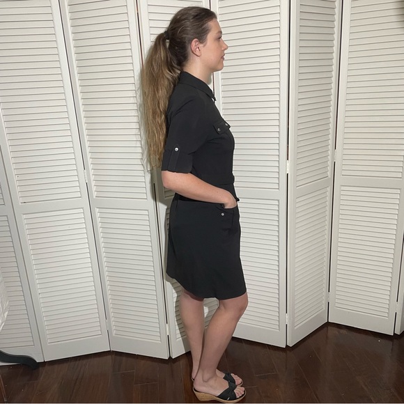 Michael Kors Women’s Black Dress -Casual Short Sleeves w/ Silver Details -Size M - Picture 4 of 15